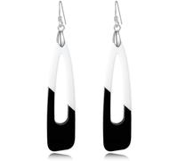 Black and White Acrylic Earrings for Women Dangle Trendy Long Water Drop Two Tone Earrings Fashion Geometric Acrylic Statement Earrings Boho Bohemian Lightweight Jewelry