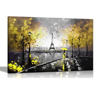 Black and White Alone in Paris Yellow Extra Large Abstract Canvas Prints - Colourful Wall Art that's perfect for the Living Room, Home, Bedroom 101 x 76cm (40 x 30 inches)