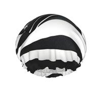 Black and White American Flag Print Shower Cap, Shower Cap for Women Reusable, Waterproof Bath Cap,Quick Drying Bath Hair Cap