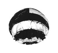 Black and White American Flag Printed Double-Layer Waterproof Shower Cap - Reusable Spa & Face Mask Bathing Hat for Travel, Home Care & Beauty Routine