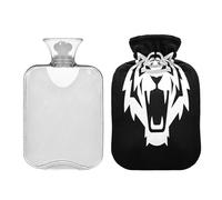 Black and White Angry Tigers hot Water Bottle with Soft Cover 2L hotwater Bag for Arthritis Neck Shoulder Warmer bolsas para agua Caliente