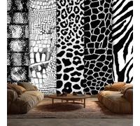 Black and White Animal Mural Wallpaper, Zebra Leopard Patchwork Wallpaper for Bedroom, Living Room, TV Backdrop, Office, 3D Large Wall Mural Non-Woven Wall Paper 400 x 280 cm (WxH) kqs71