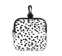 Black and White Animal Print Dalmatian Spot Dots, Square Zipper Storage Bag, Neoprene Coin Purse, Small Wallets, Change Pouch, Change Purse
