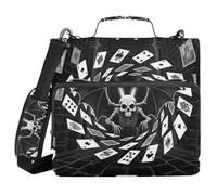 Black and White Anime Style Evil Skeleton Tarot 1.5-Inch 3-Rings Zipper Binder with Handle Includes Zip Pocket Portfolio Binder for Middle Student