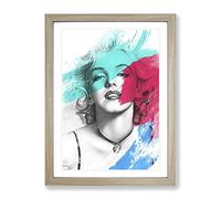 Black And White Art Marilyn Monroe V2 Modern Framed Print | A4 Oak Framed Wall Art | Ready to Hang | Modern Nature Picture | Living Room Bedroom Lounge Office
