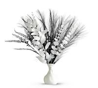 Black and white artificial bouquet in minimalist Nordic style, featuring artificial eucalyptus leaves and pampas grass for home decor, perfect as a centerpiece for hotel desks or dining tables.