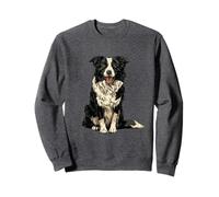 Black and White Australian Shepherd Dog Illustration Sweatshirt