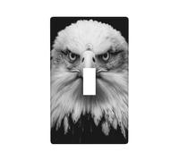 Black and White Bald Eagle Light Switch Cover Decorative Single Toggle 1 Gang Wall Plate for Kitchen Farmhouse Bedroom Bathroom Art Decor