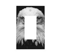 Black and White Bald Eagle Light Switch Wall Plate Faceplate Cover Single Rocker 1 Gang Decorator Outlet Receptacle Covers for Home Kitchen Room Bathroom Decor