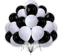 Black and White Balloons - 5 Inch Small Latex Balloons for Birthday, Wedding, Gender Reveal, Hen Party - 100 Pack