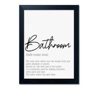 Black and White Bathroom Wall Art, Bathroom Quotes Wall Decor, Small Modern Rules Wall Art, Black Framed Canvas Artworks for Wall