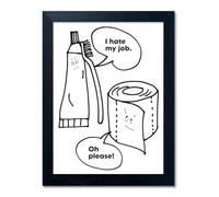 Black and White Bathroom Wall Decor Funny Bathroom Quote Wall Art Framed Cute Canvas Print Pictures Artwork for Wall