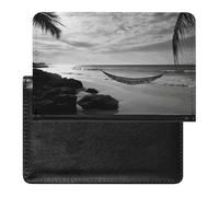 Black And White Beach Passport Holder Passport Cover Protector Essentials with Credit Card Slots for Women Men