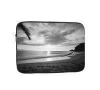 Black and White Beach Printed Laptop Sleeve for 17 inch Laptop, Shockproof Oxford Fabric Laptop Protective Case Laptop Bag