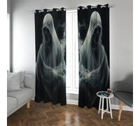 Black and White Blackout Curtains for Home Office Decor Skull in a Cape 2 Panels Sets Eyelet Top Soundproof Window Drapes 66x72 Inch 2 Panels