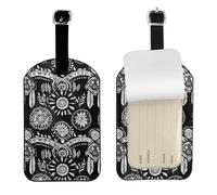 Black and White Boho Print Bag Tags Stylish Luggage Tag 4.3 x 2.76 Inch Essential Travel Accessory Suitcases