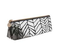 Black and White Boho Printed Triangle Leather Pencil Case for Girls Boys, Zipper Pencil Bag Pen Pouch Bag Organizer for Student School Office College