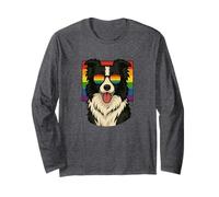 Black and White Border Collie dog, Gay Pride, Queer, LGBTQ+, Long Sleeve T-Shirt