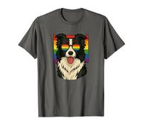 Black and White Border Collie dog, Gay Pride, Queer, LGBTQ+, T-Shirt