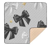 Black and White Bow Large Non-Slip Baby Activity Play Mat for Floor Portable Infant Play Mat for Baby Kids Toddlers Infants, 50'' x 50''