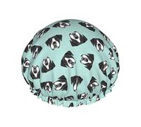 Black And White Boxer Dog Fabric Waterproof Shower Cap,Elastic Bathing Hair Cap Environmental Protection Hair Bath Caps, Double WaterproofBathing Shower Hat