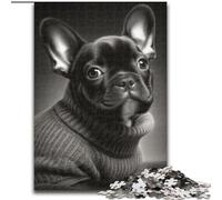 Black And White Bulldog Jigsaw Puzzles for Adults Teenagers Jigsaws Puzzle, Brain Intelligence Challenge Addictive Toys for Home Decoration (size 50x75cm)