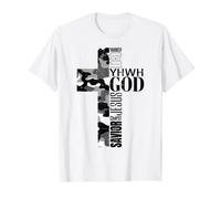 Black and White Camo Cross YHWH God Jesus Christ Lord Yahweh T-Shirt