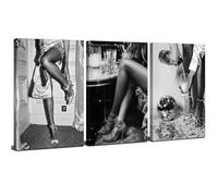 Black and White Canvas Wall Art Fashion Posters Modern Wall Paintings for Living Room, Vintage Party Themed Paintings Aesthetic Artwork Women Girls Bedroom Pictures Above Bed Decorations 12x16” 3P