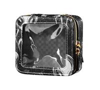 Black and White Cartoon Evil Aliens Clear Makeup Bags Leather Toiletry Bag Cosmetic Organizer Case for Flying