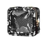 Black and White Cartoon Halloween Unique Balloon Cute Makeup Case Bag Clear Travel Toiletry Bag Cosmetic Bags for Flying