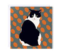 Black and White Cat Blank Greeting Card by Leslie Gerry