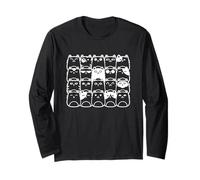 Black and White Cat Grid Faces Long Sleeve T-Shirt