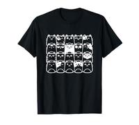Black and White Cat Grid Faces T-Shirt