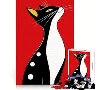 Black And White Cat Illustration Puzzles for Adults 1000 Piece Reasoning Practice Peaceful Recreation Interlock Well Seasonal Gift (38x26cm)