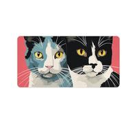 Black and White Cat Keyboard Mat Large Gaming Mouse Pad, Anti-Slip Desk Mat for Desktop Desk Work/Home Writing Mat 11.8 * 23.6 Inches