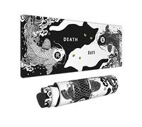 Black and White Cat Koi Fish Gaming Mouse Pad 31.5 × 11.8 × 0.12 Inch Extra Large Keyboard Mouse Mat XL Non-Slip Rubber Base Personalized Desk Pad for Home Computer Office Laptop