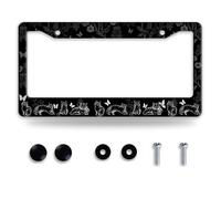 Black and White Cat License Plate Frame Butterfly Floral License Plate Frame Funny Car Accessories Stainless Steel License Plate Holder with Screws 6x12 Inch