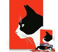 Black And White Cat Profile Jigsaw Puzzles for Adults1000 Pieces Brain Stimulation Mind Calming Fun Premium Cut Lovely Gift (50x75cm)