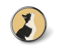 Black And White Cat Round Lapel Pins Backpack Pin Cute Brooch Decoration Brooches for Women Men Fashion Button Badges for Hat Backpacks Purses Jackets Shirt Suit