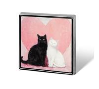 Black And White Cat Sitting Together Unisex Brooches & Pins Square Lightweight Lapel Badge Jewelry for Clothing Shawl Hat