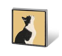 Black And White Cat Square Lapel Pins Backpack Pin Cute Brooch Decoration Brooches for Women Men Fashion Button Badges for Hat Backpacks Purses Jackets Shirt Suit