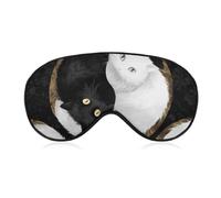 Black and White Cats Adjustable Eyemask Soft Shade Sleep Mask | Comfortable Travel Eye Mask,Zero Eye Pressure,for Car Office Hotel Home
