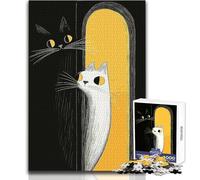 Black And White Cats Adults 1000 Pieces Puzzle Strategic Thinking Learning Game Ideal Meaningful Gift for Any Event Size 38x52cm