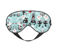 Black and White Cats Double Sided Sleep Mask, Adjustable Blackout, Silk-Like Eye Mask for Sleeping,Travel, Soft, Breathable, Lightweight Comfortable Blindfold