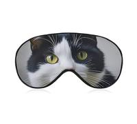 Black and White Cats Eye Mask for Sleeping Soft Breathable Sleep Mask with Adjustable Strap Light Blocking Night Eye Cover Comfortable Night Blindfold Eyeshade Sleep Shade Cover for Travel