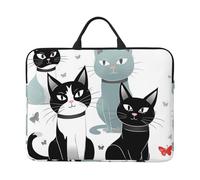 Black and White Cats Laptop Sleeve Case 14 Inch Waterproof Lightweight Laptop Case Bag with Handle Travel Laptop Bag Briefcase Messenger Bag for Women Men