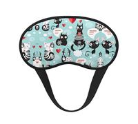 Black and White Cats Print Blindfold Sleep Mask, 100% Block Light Eye Sleep Shade Cover Eye Masks with Adjustable Strap