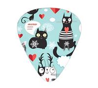 Black and White Cats Print Guitar Picks, 12 Pcs Guitar Plectrums Celluloid Pick Classical Triangle Picks for Acoustic, Electric, Bass Guitar including 0.46mm 0.71mm 0.96mm