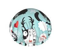 Black And White Cats Print Shower Cap, Lined Shower Cap For Women Reusable, Double Layer Waterproof Bath Cap