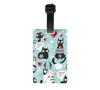 Black and White Cats Print Waterproof Luggage Tags Cruise Ships Travel Essentials Backpack Suitcases Labels